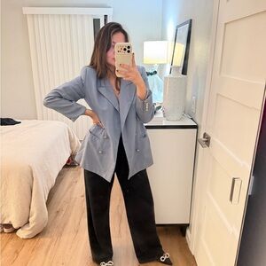 Light Blue Double-Breasted Blazer